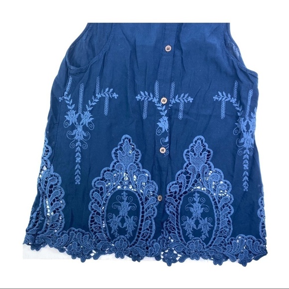 Temptation Blue Rayon Embroidered Top - Picture 5 of 9